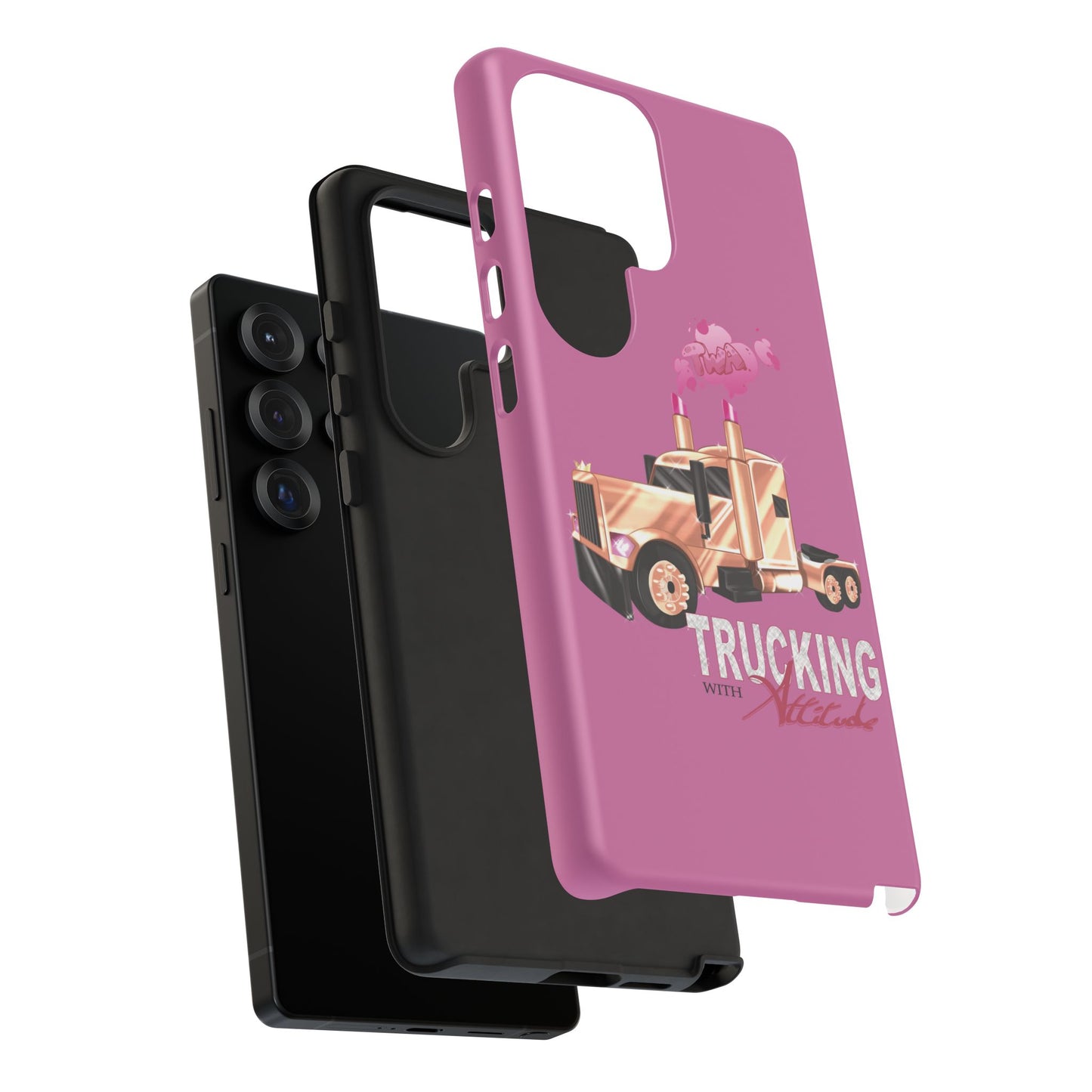 Trucking Phone Case - Tough Cases with Pink Truck Design